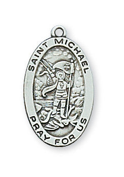 Sterling Silver St. Michael Medal with 18 inch chain