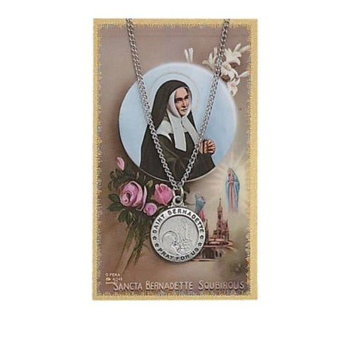 St. Bernadette Patron Saint Prayer Card w/Medal