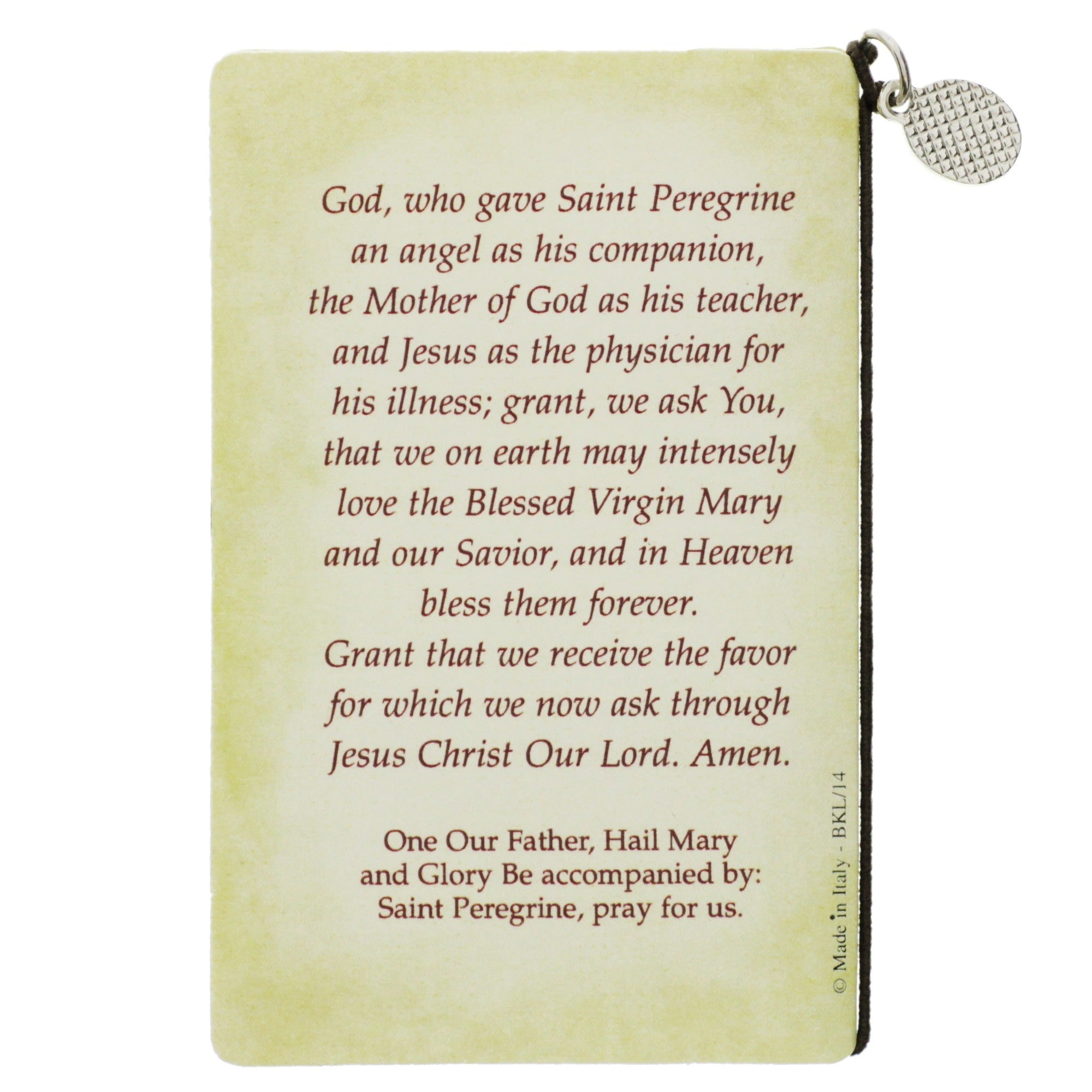 St. Peregrine Folded Prayer Card with Medal