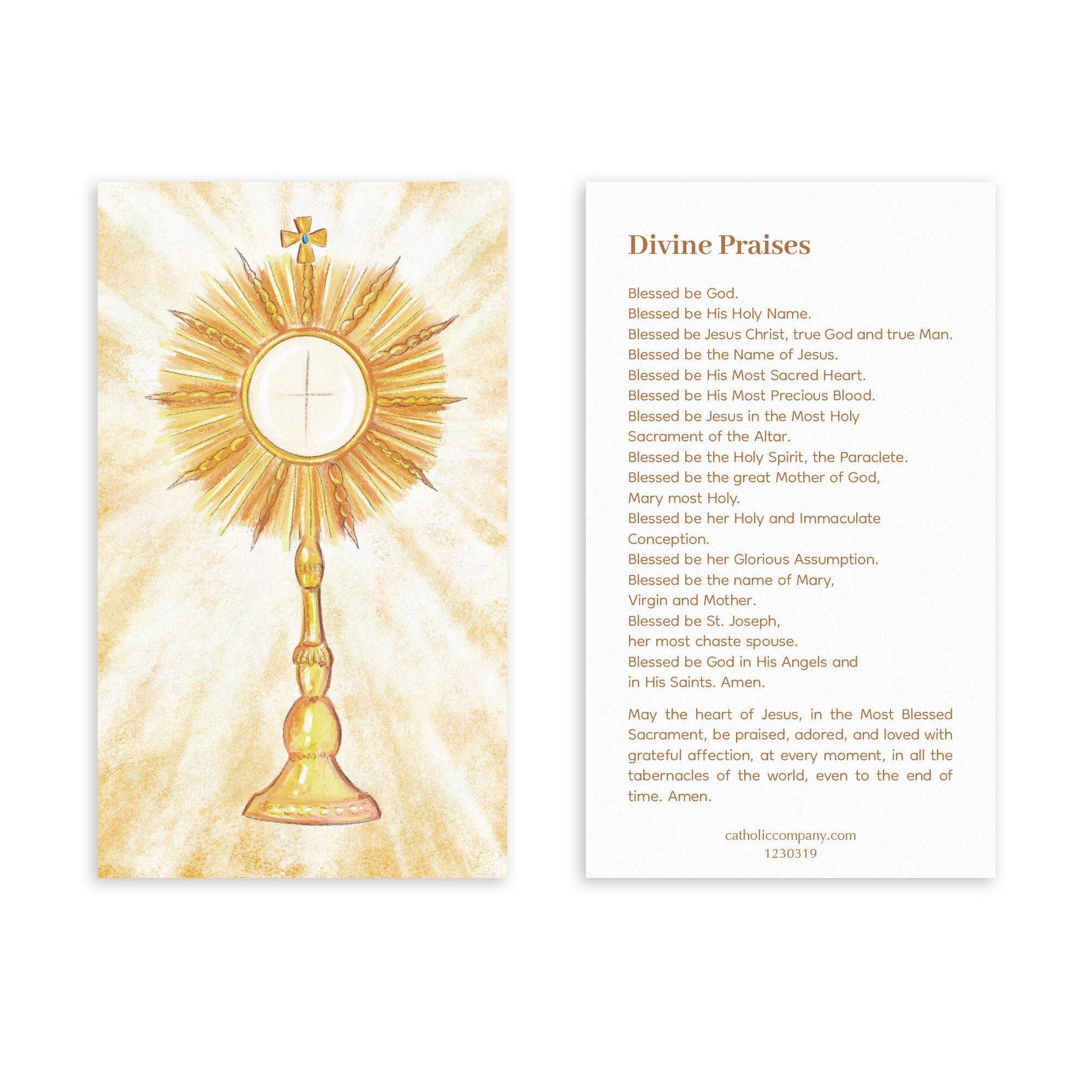 The Divine Praises Prayer Card