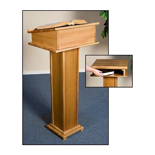 Lectern with Shelf-Pecan Finish