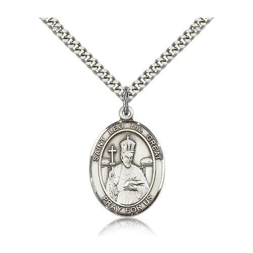 St. Leo the Great Pendant with Chain, Bliss, Sterling Silver