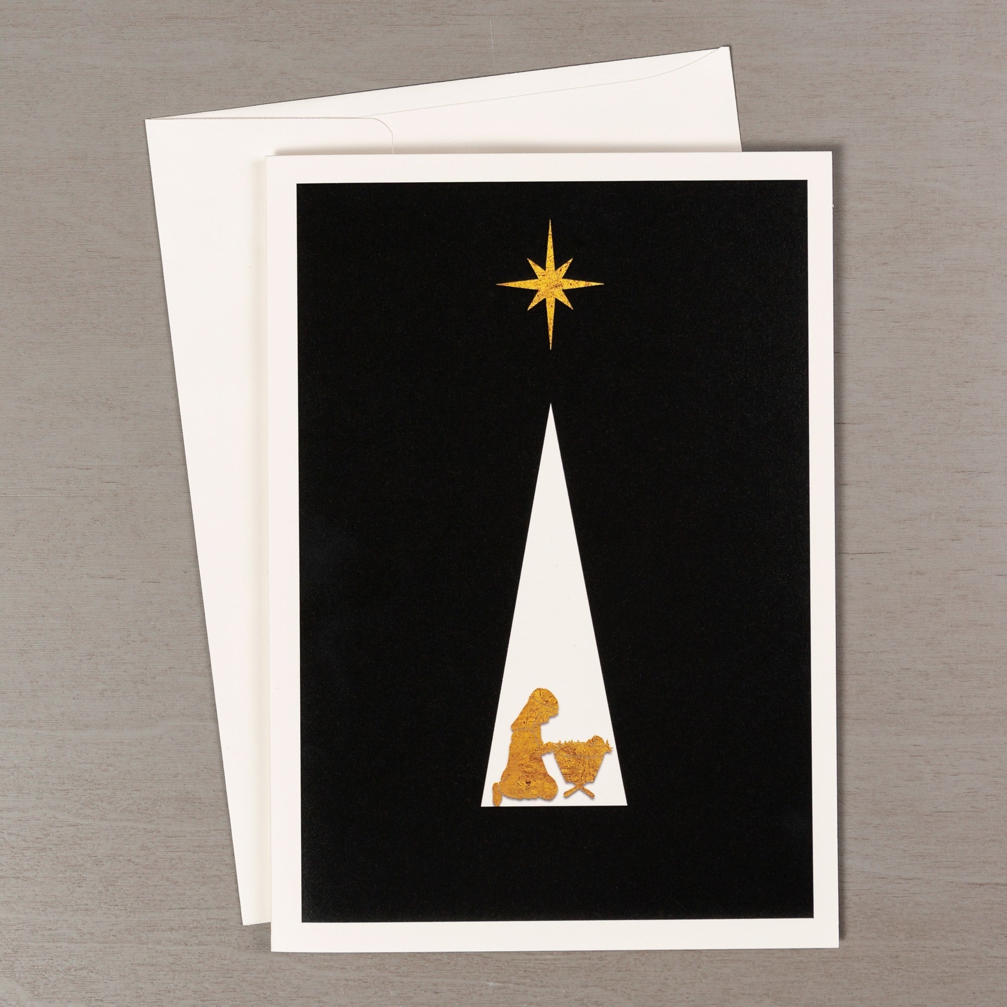 Starlight Gold & Black Manger Christmas Cards - Set of 20