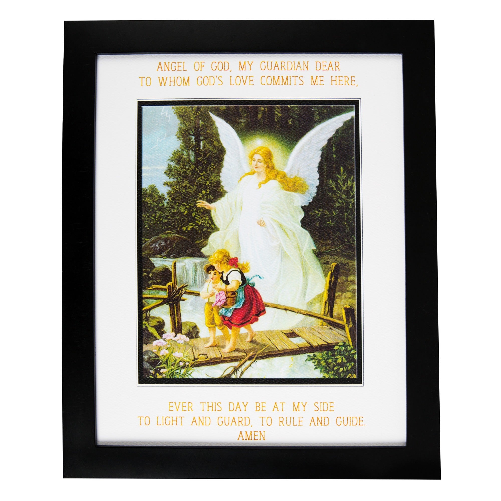 Guardian Angel Prayer and Image Framed Print