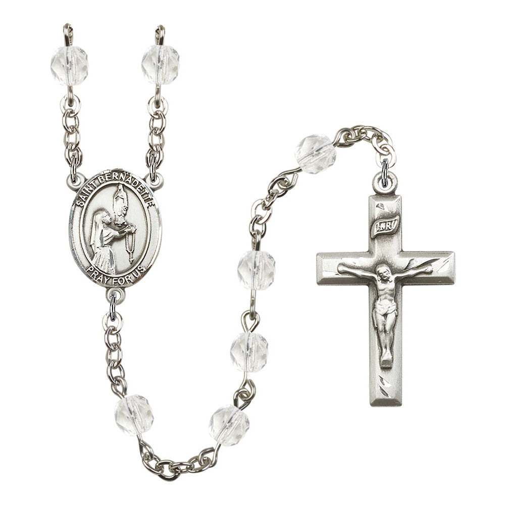 St. Bernadette Crystal April Rosary 6mm