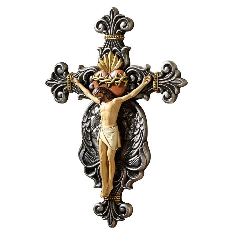 Calvary Sacred Heart Crucifix - 10"
