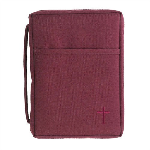 Burgundy Canvas Bible Cover with Cross