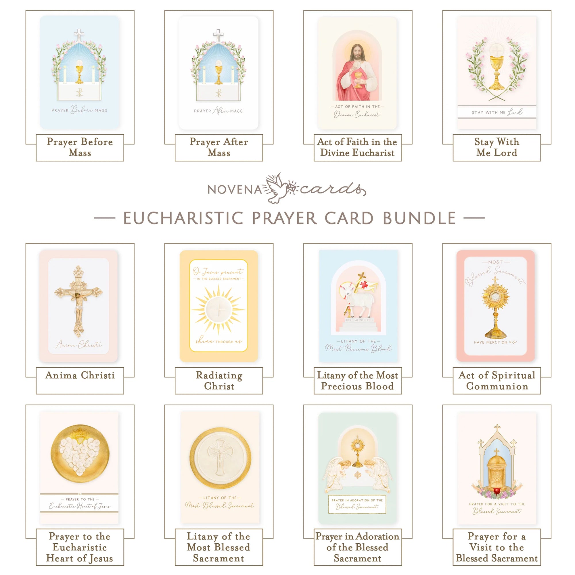 Popular Eucharistic Prayers Prayer Card Bundle (12 Cards)