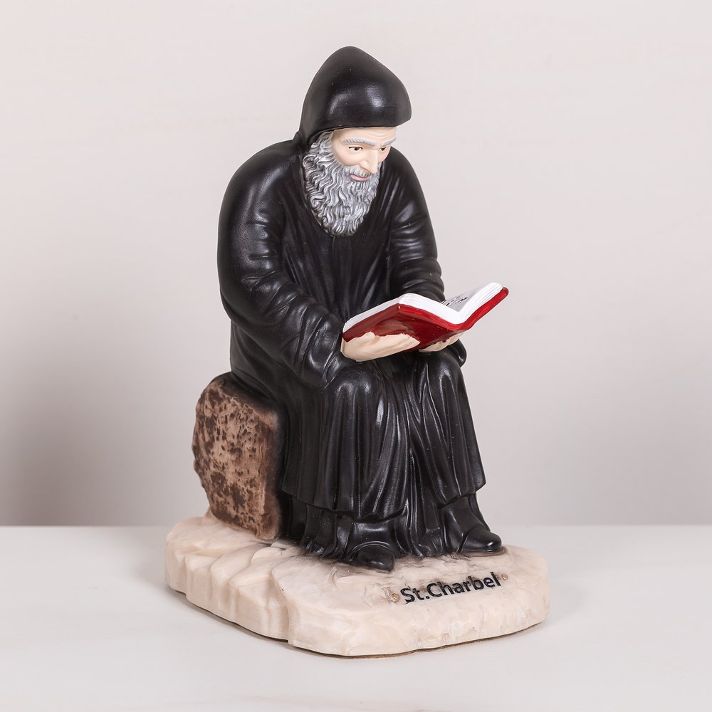 St. Charbel Seated/Reading Statue - 8"