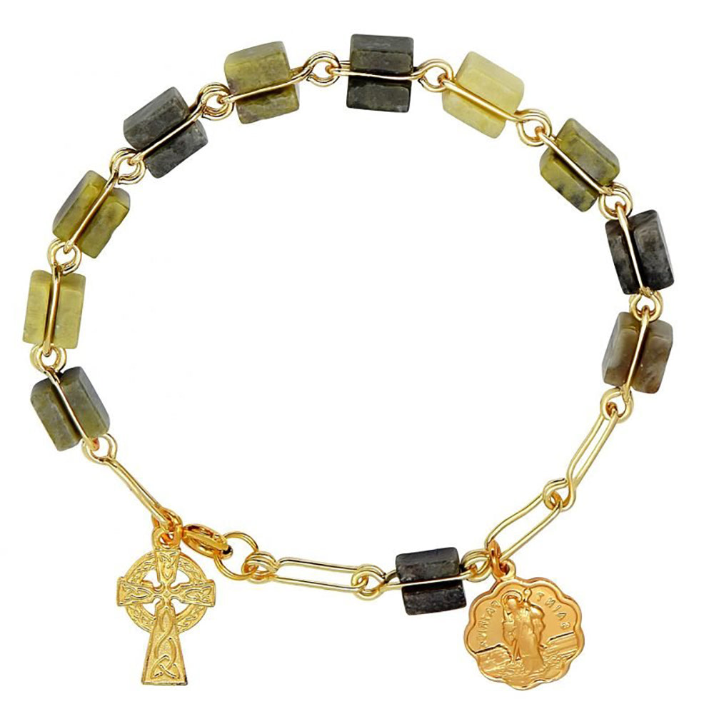 Connemara Marble & Gold Rosary Bracelet
