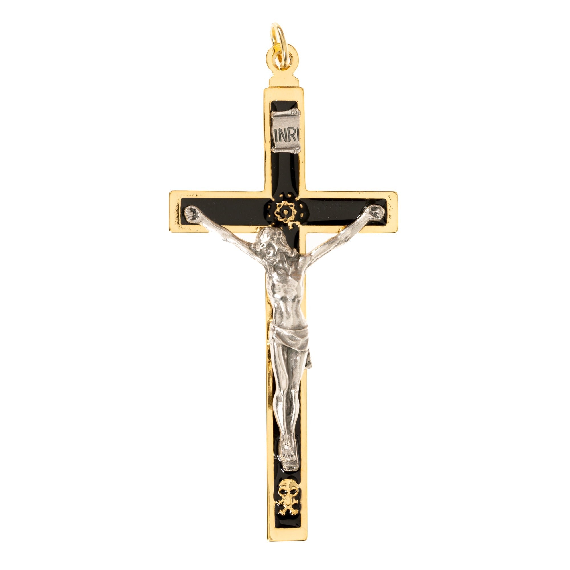 Memento Mori Funeral Crucifix in Black and Gold