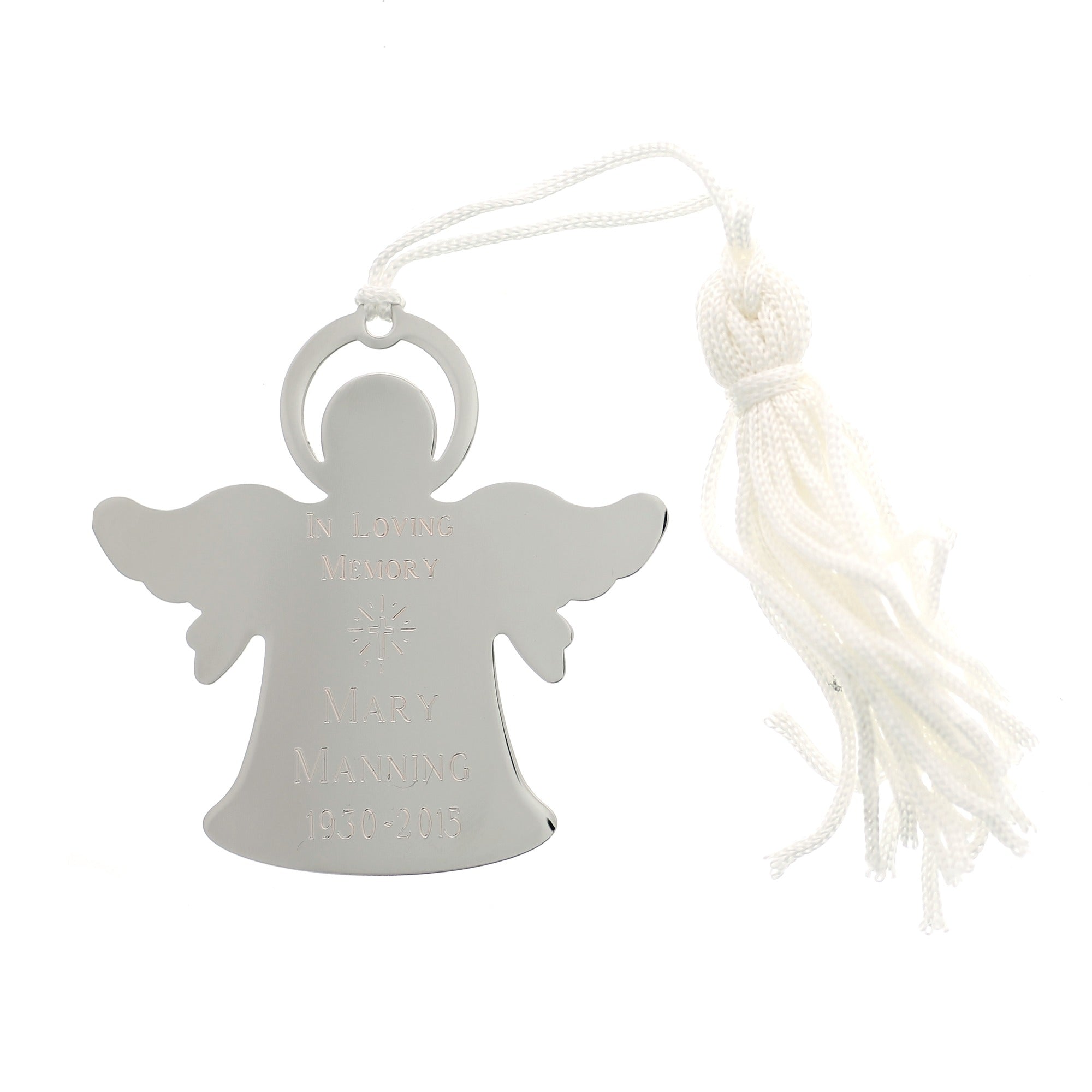 Personalized Silver Memorial Angel Ornament