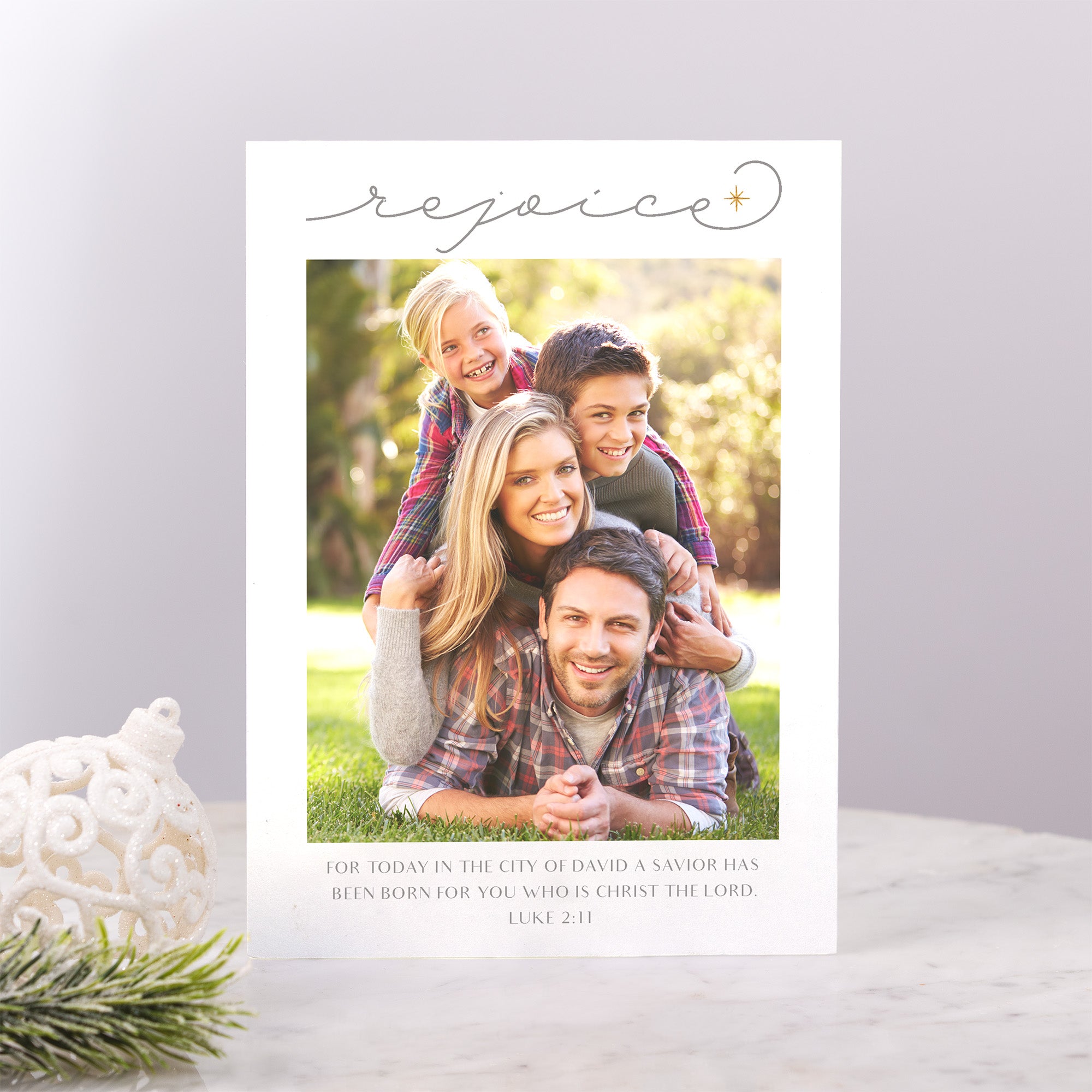 Personalized Rejoice Photo Christmas Cards