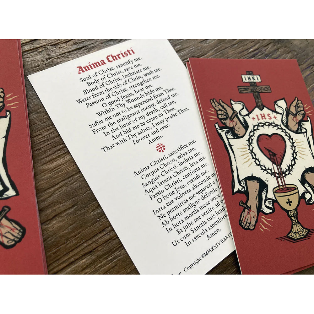 Five Wounds Anima Christi English-Latin Prayer Card