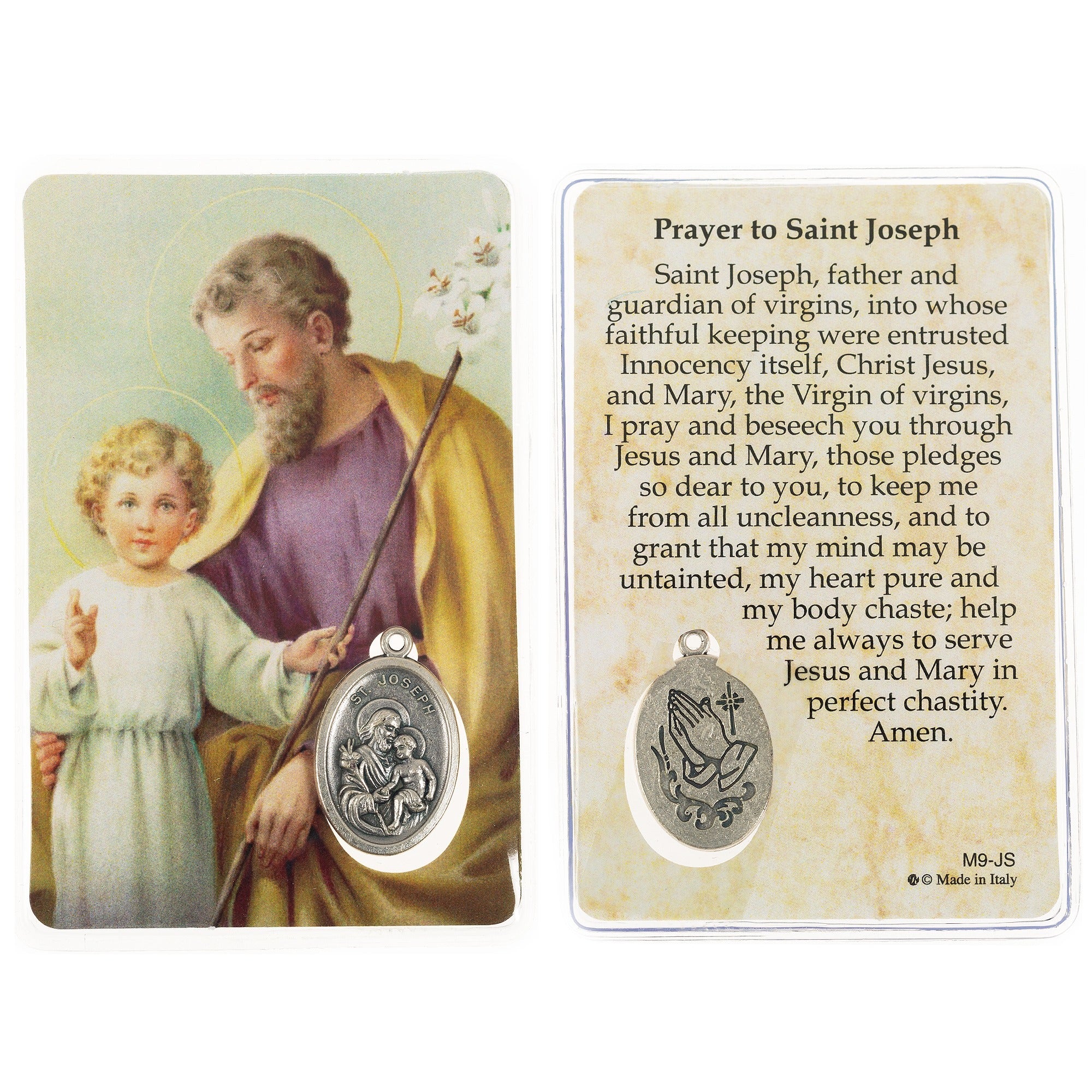 Laminated St. Joseph Prayer Card with Medal