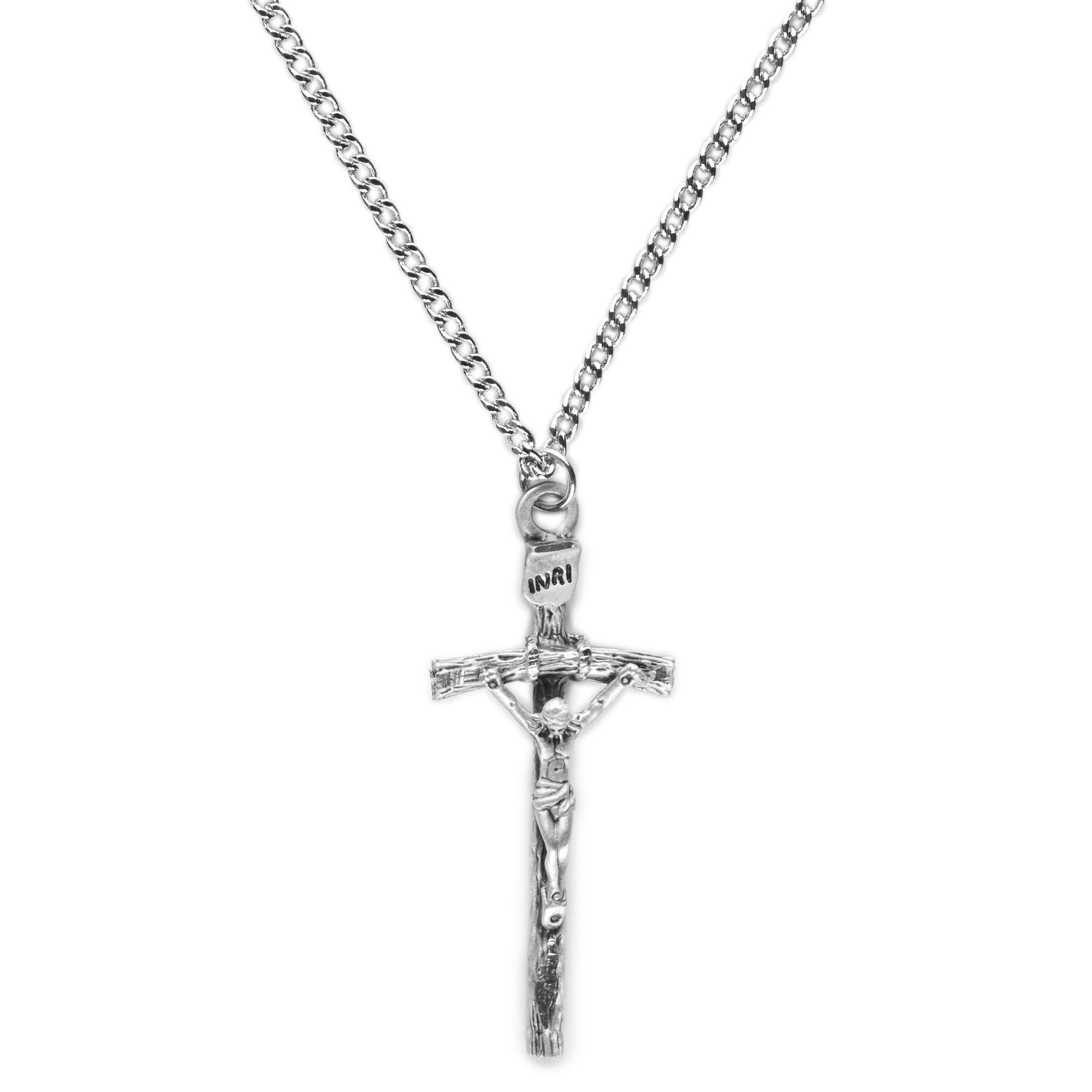 Sterling Silver Papal Crucifix with 24 inch chain