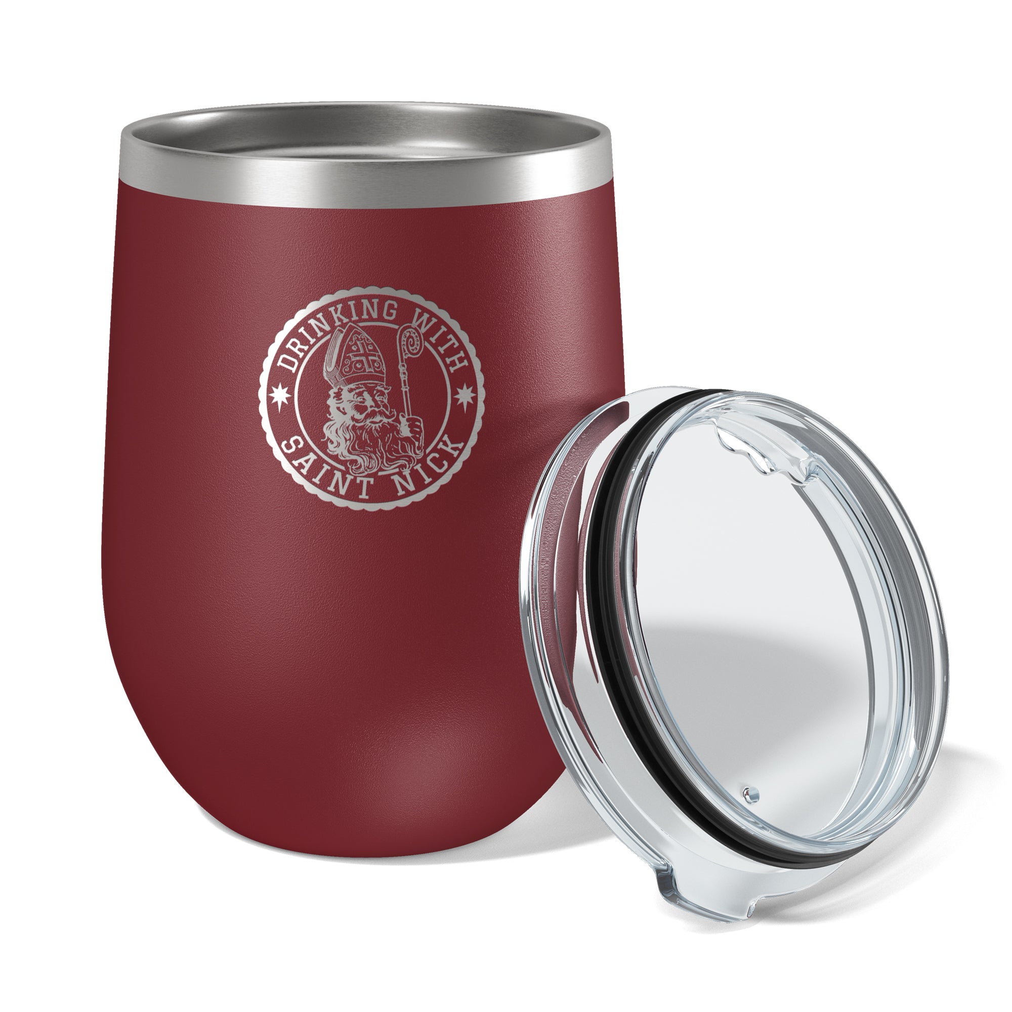 Personalized "Drinking with Saint Nick" Wine Tumbler