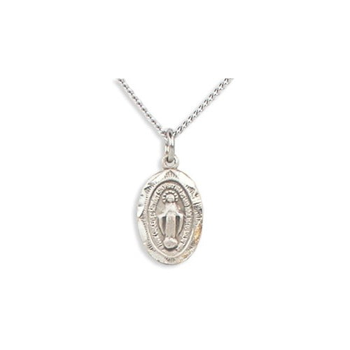 Sterling Silver Miraculous Medal on 16" Chain