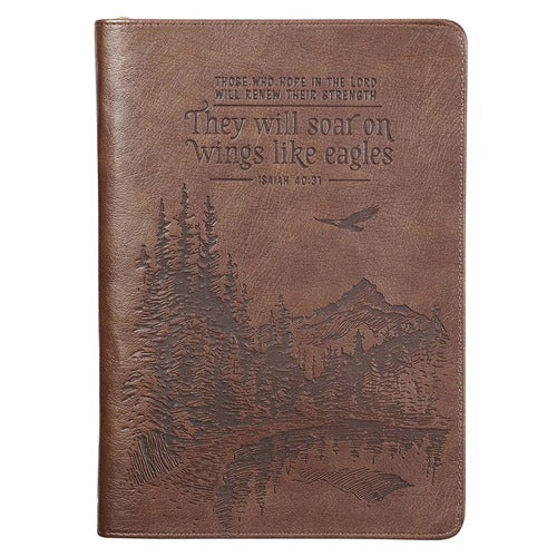 Soar Brown Faux Leather Zippered Journal