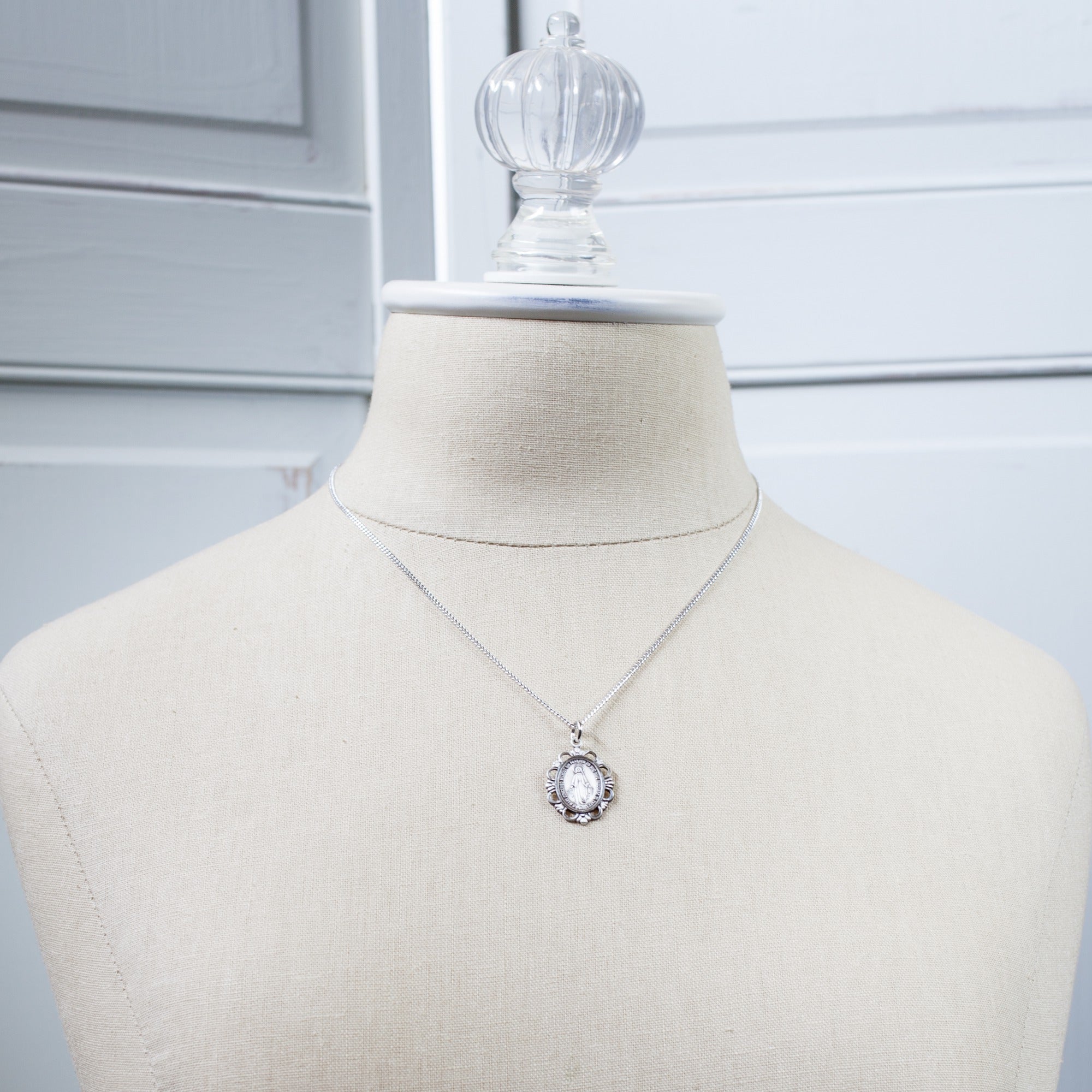 Sterling Silver Miraculous Pendant On 18 Inch Chain