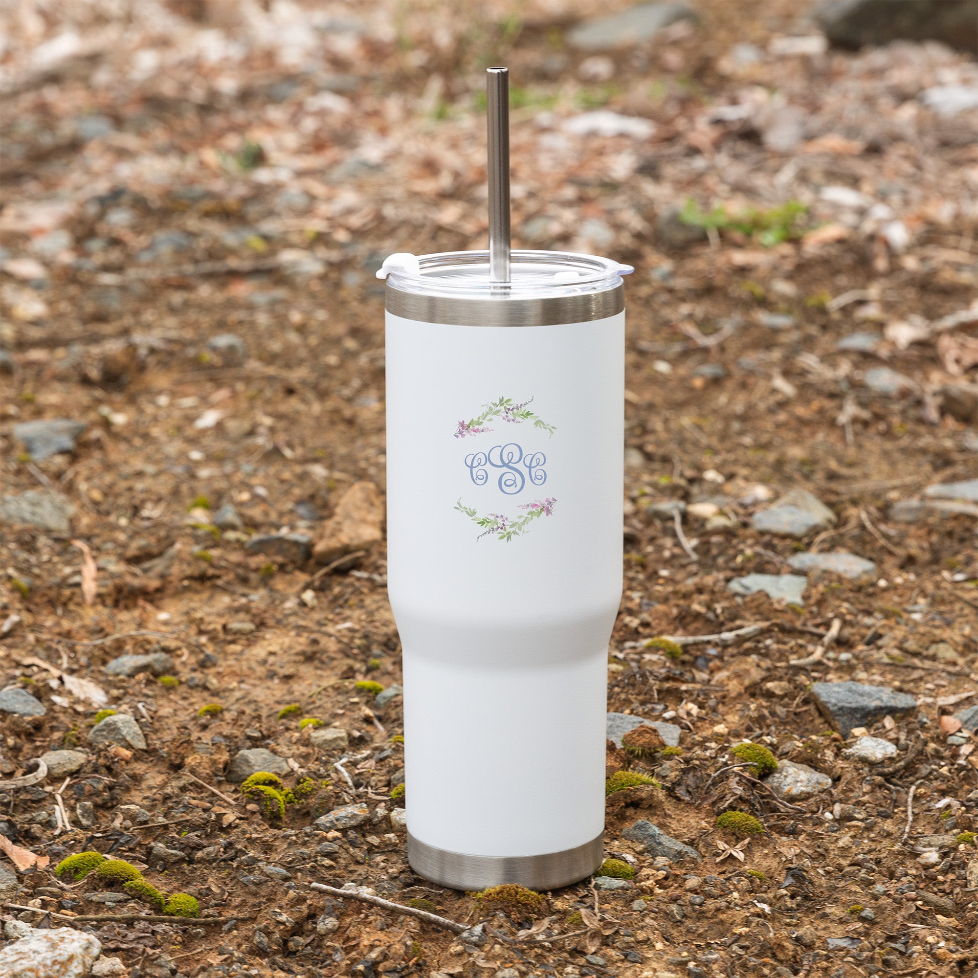 Personalized Floral Hail Mary Tumbler with Straw