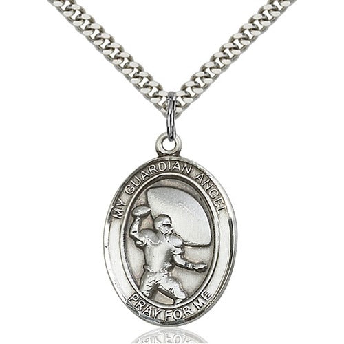 Sterling Silver Guardian Angel/Football Pendant