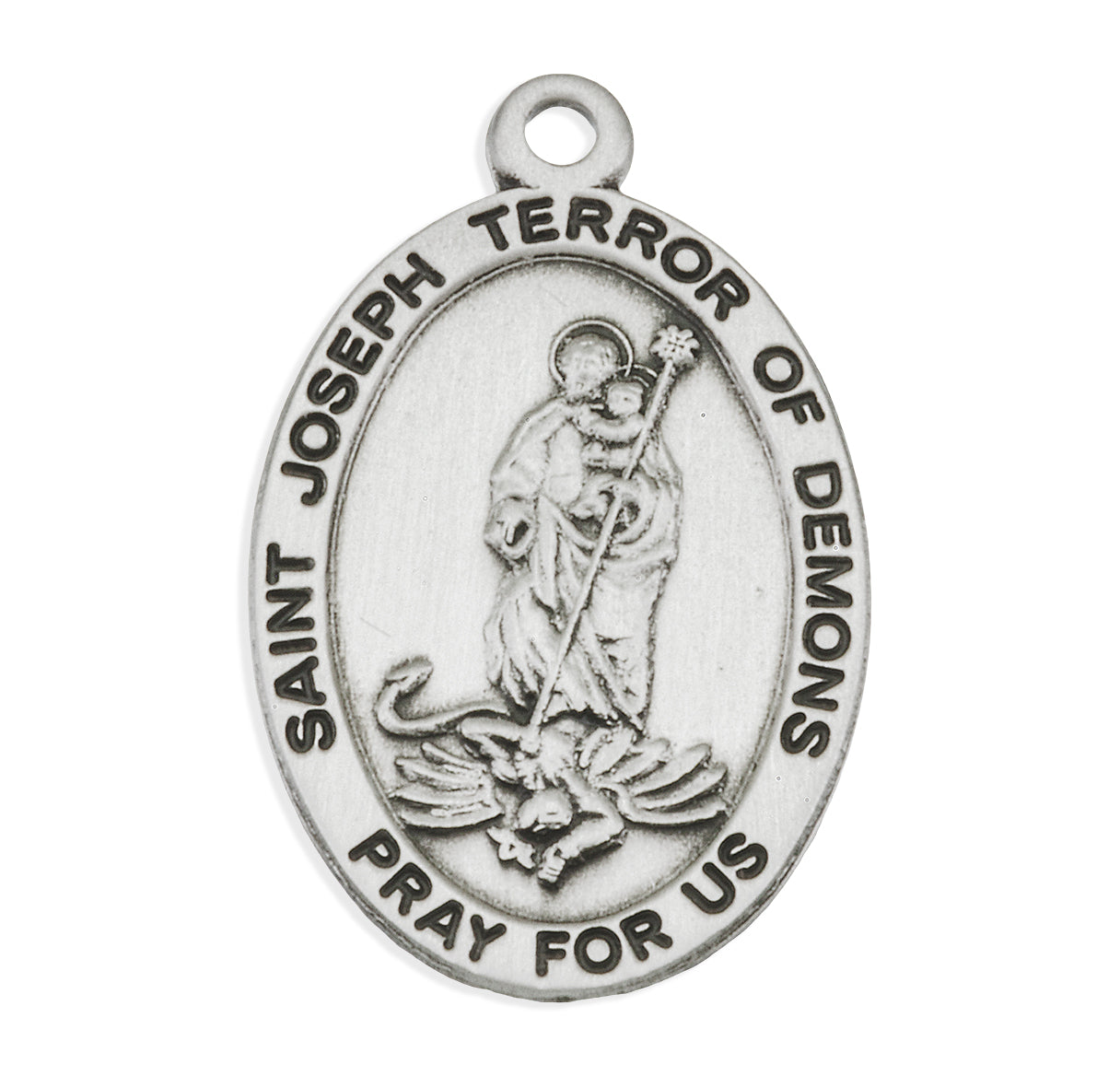 Sterling St. Joseph Terror of Demons Medal Necklace - 18"