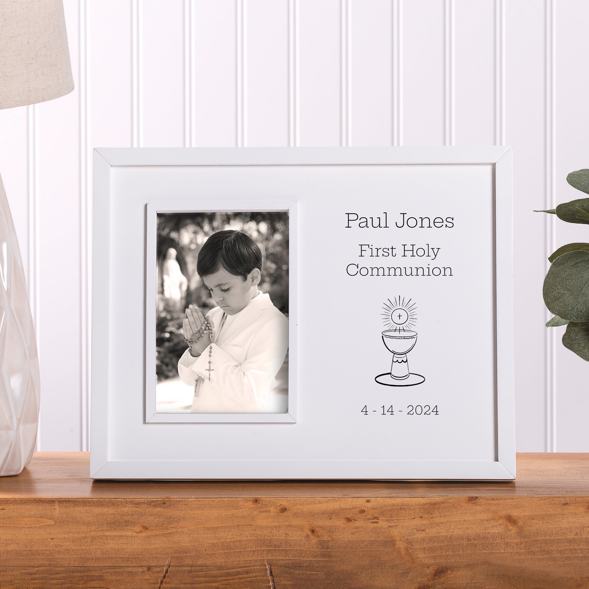 Personalized White Inset First Communion Frame - 9.5" x 12"