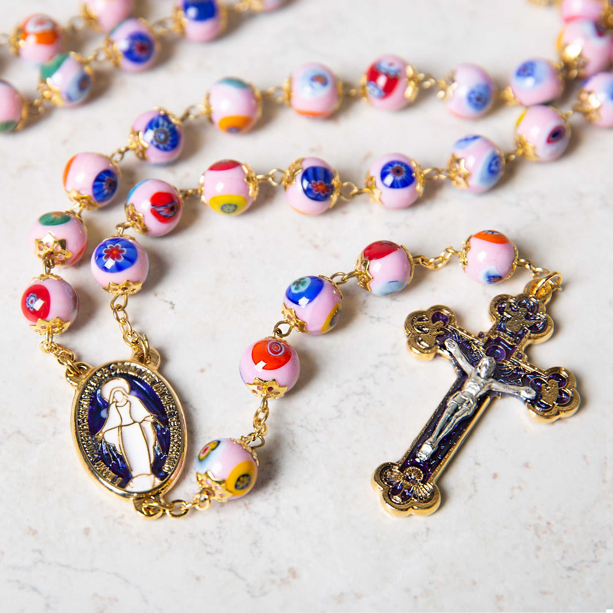 Pink Murano Glass Rosary