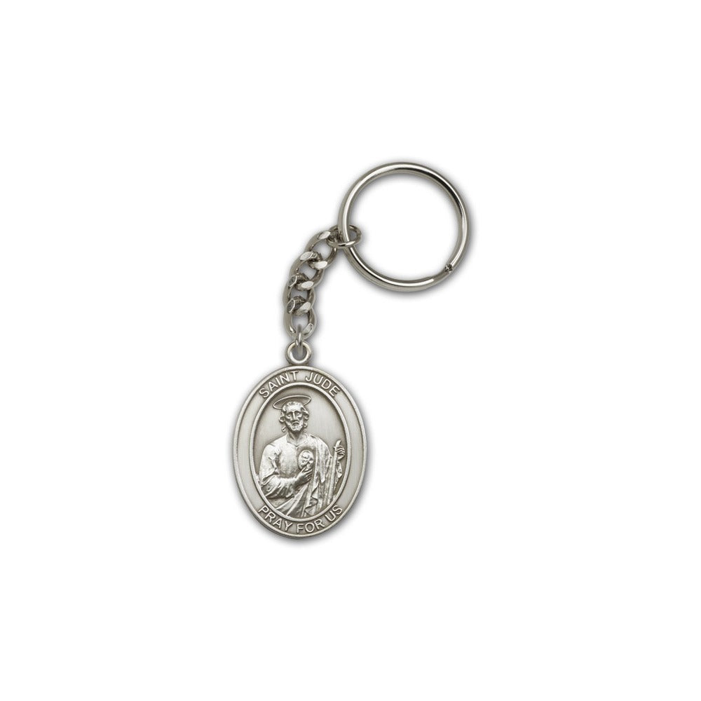 Antique Silver St. Jude Keychain