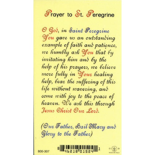 St. Peregrine Laminated Prayer Card