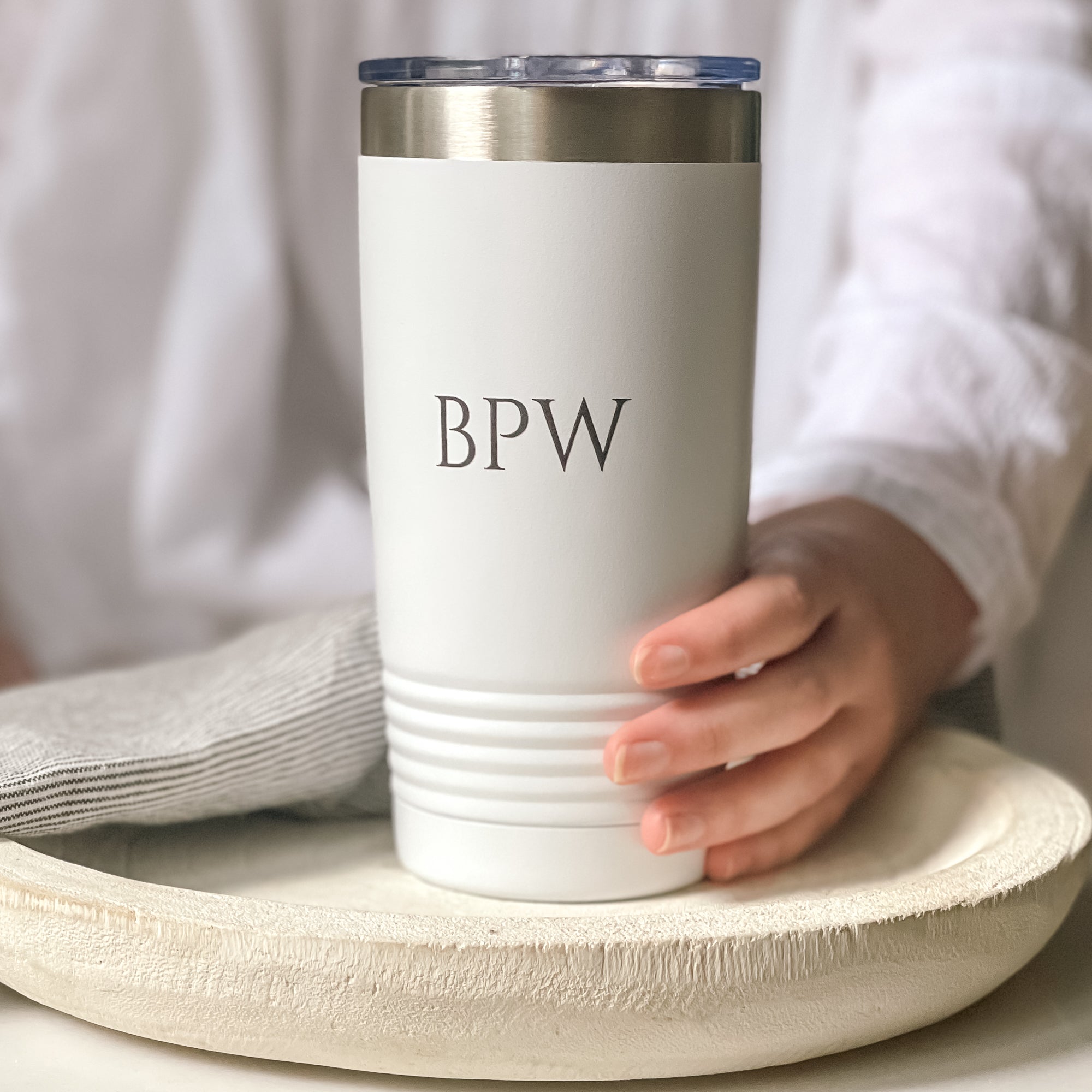 Personalized 3 Hearts White 20 oz. Tumbler