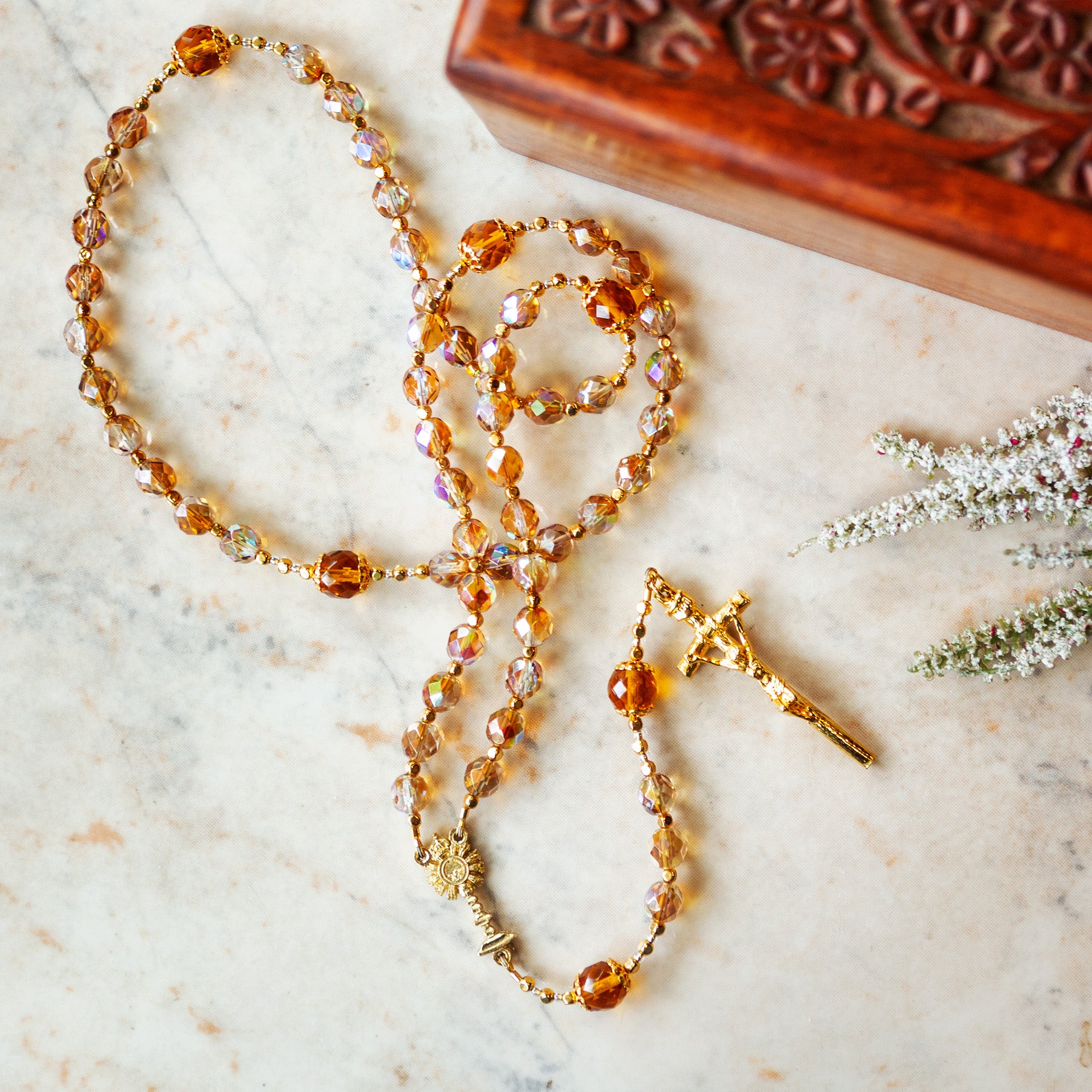 Adoration of the Lord Golden Crystal Rosary