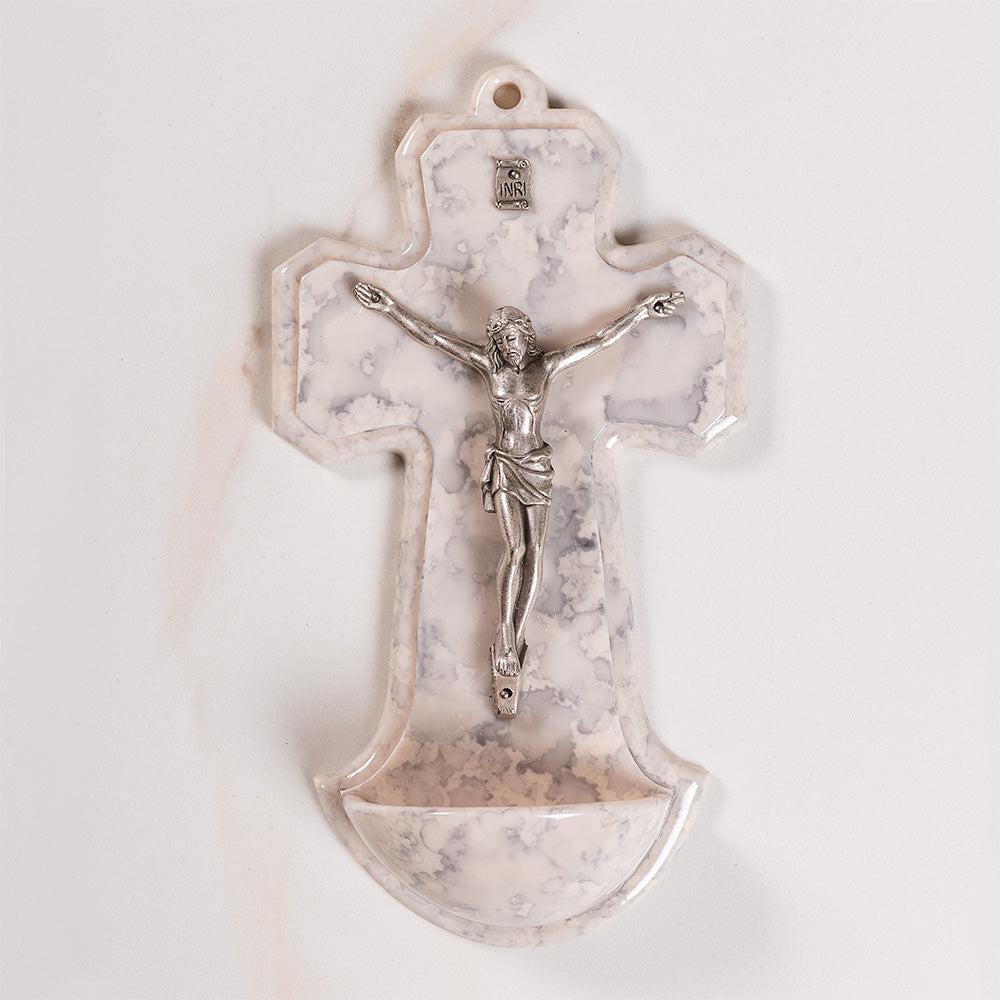 Stone Holy Water Font with Crucifix