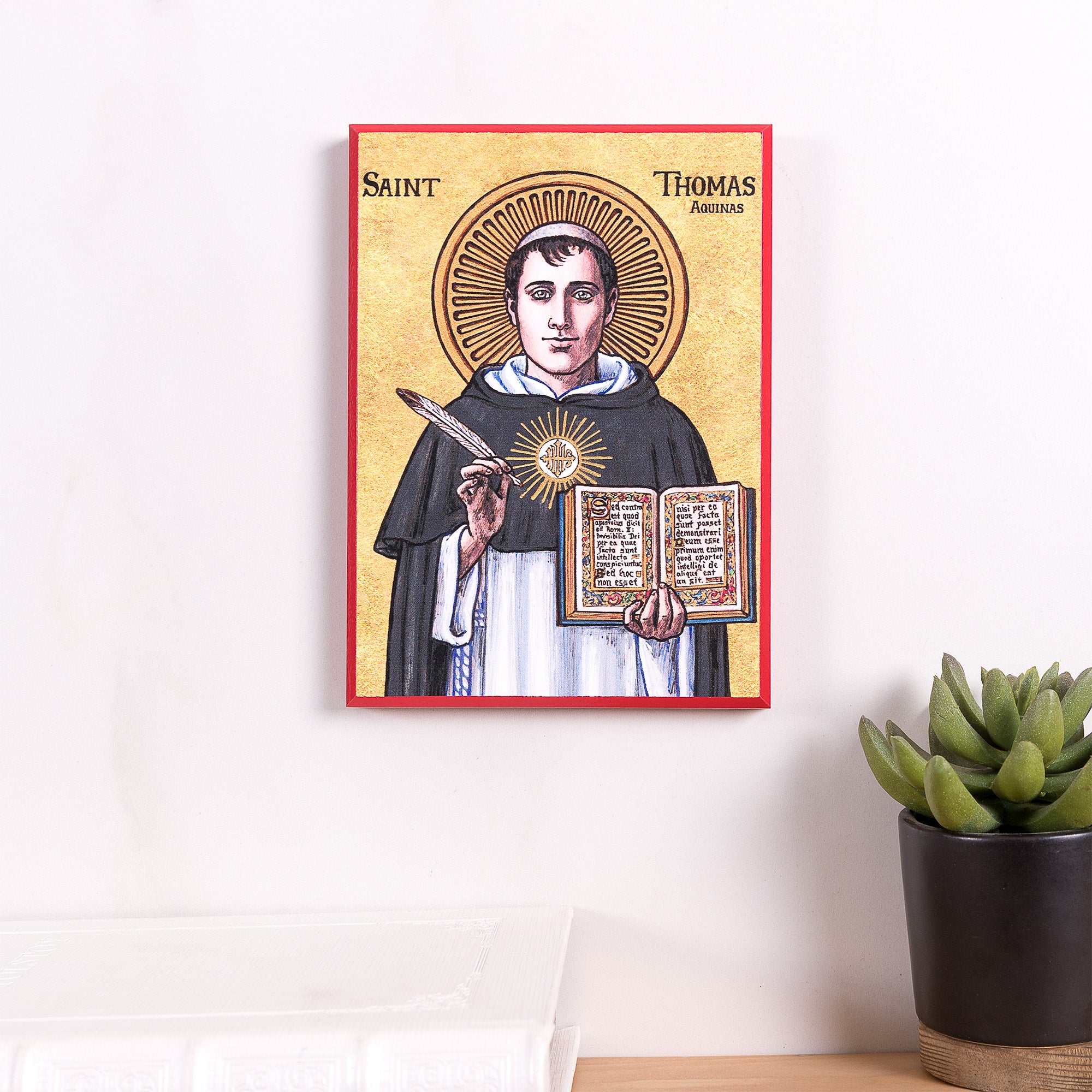 St. Thomas Aquinas Modern Icon Plaque - 5" x 7"