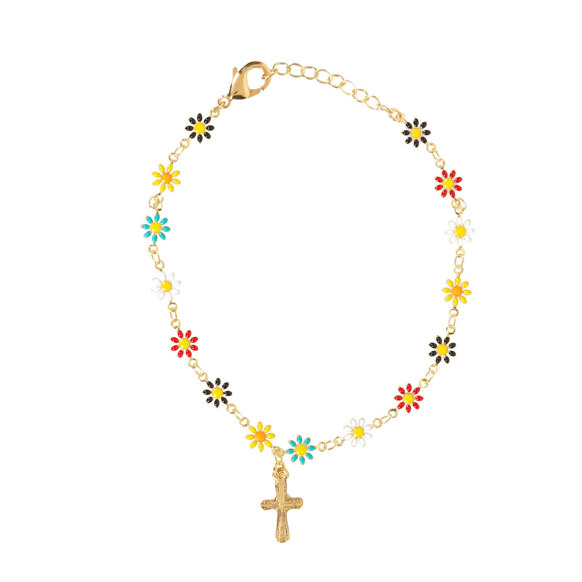 Daisy Chain Cross Anklet