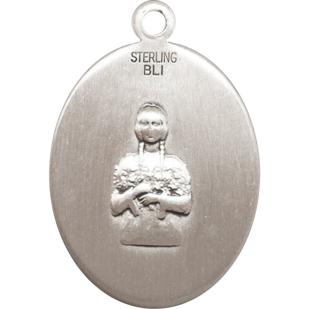 Sterling Silver St. Kateri Takakwitha/ Equestrian Pendant w/ chain