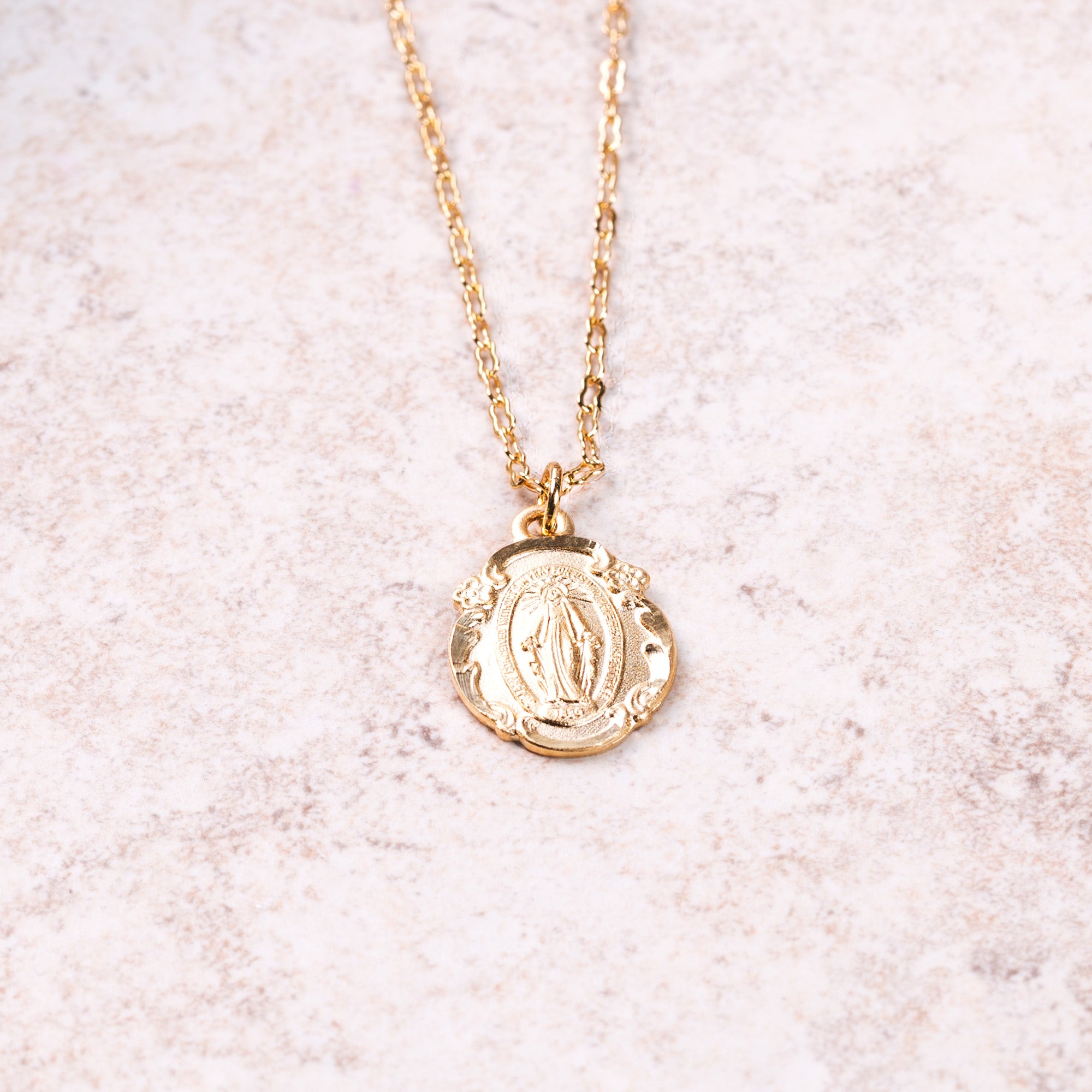 Gold/Sterling Silver Miraculous Medal Pendant on 18 inch chain