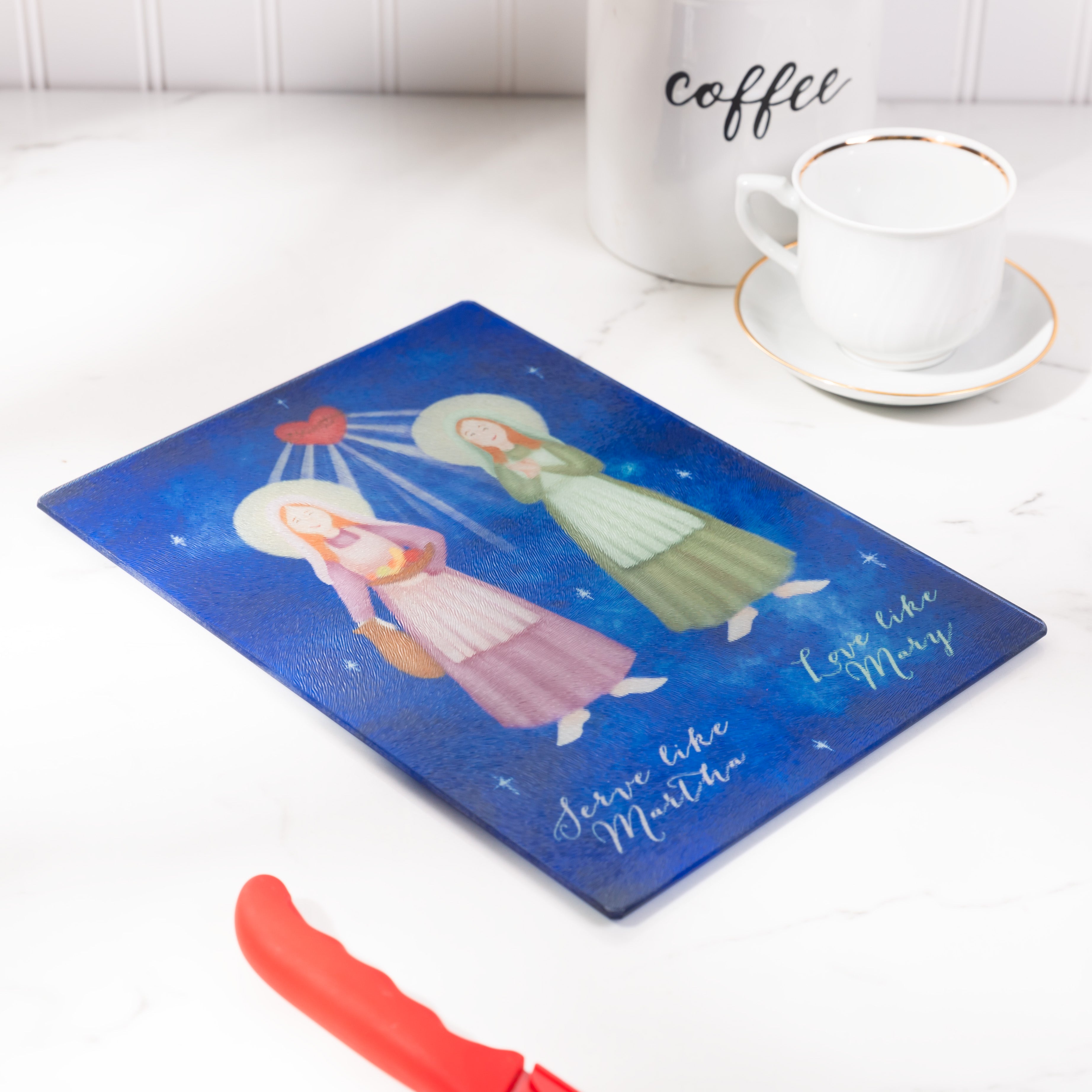 Mary & Martha Glass Cutting Board