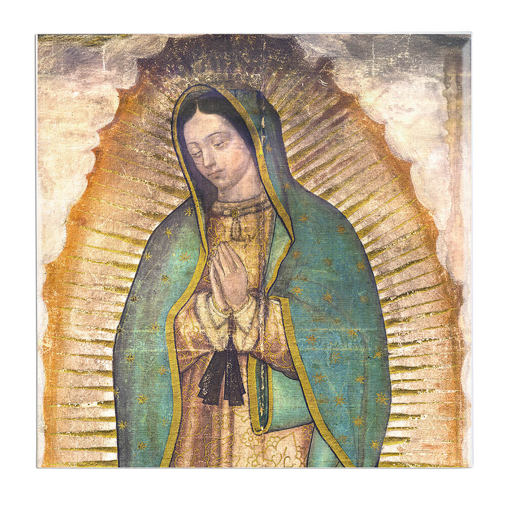 Our Lady of Guadalupe's Tilma Tumbled Stone Tile - 6" x 6"