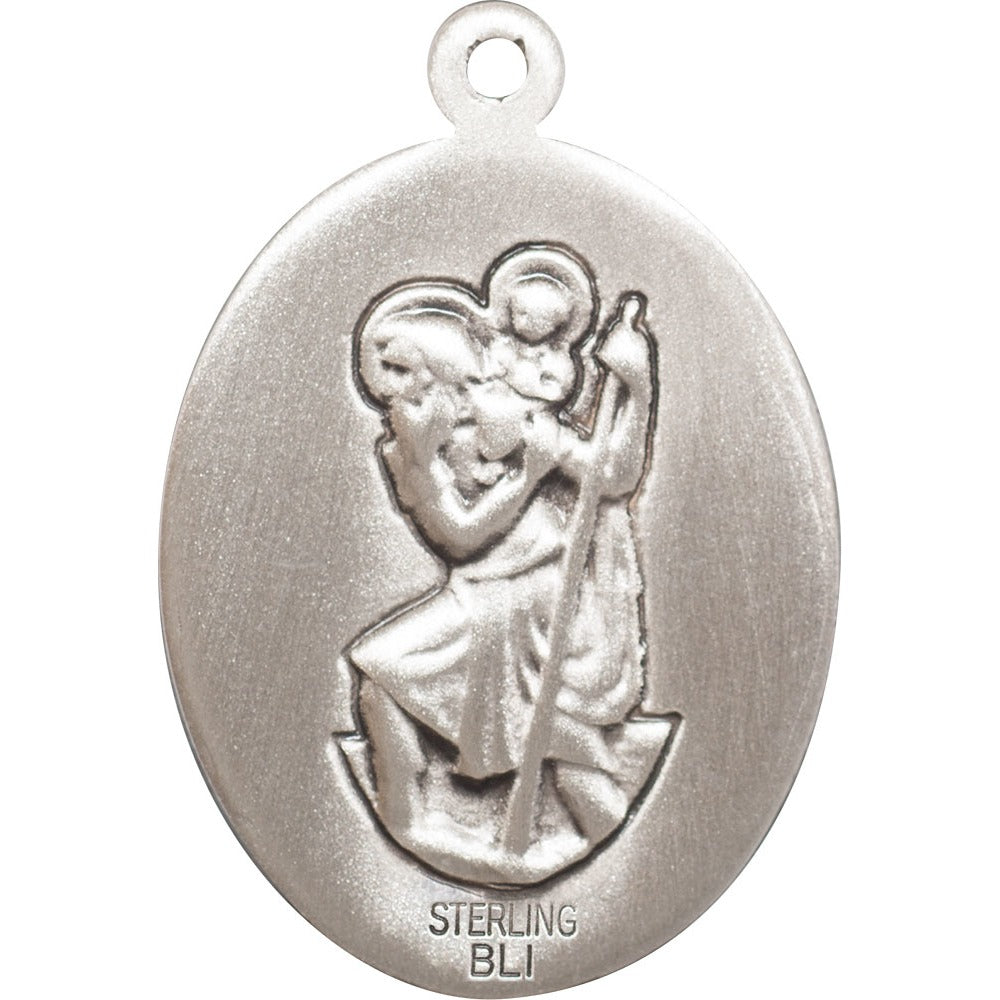 Sterling Silver St. Christopher Medal w/ chain - Motorcycle