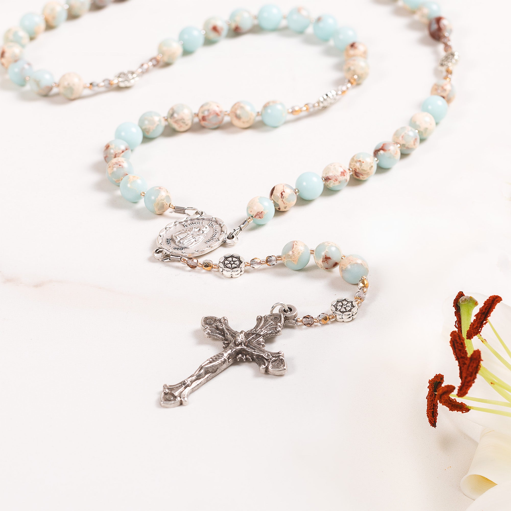 St. Kateri Gemstone & Lily Rosary