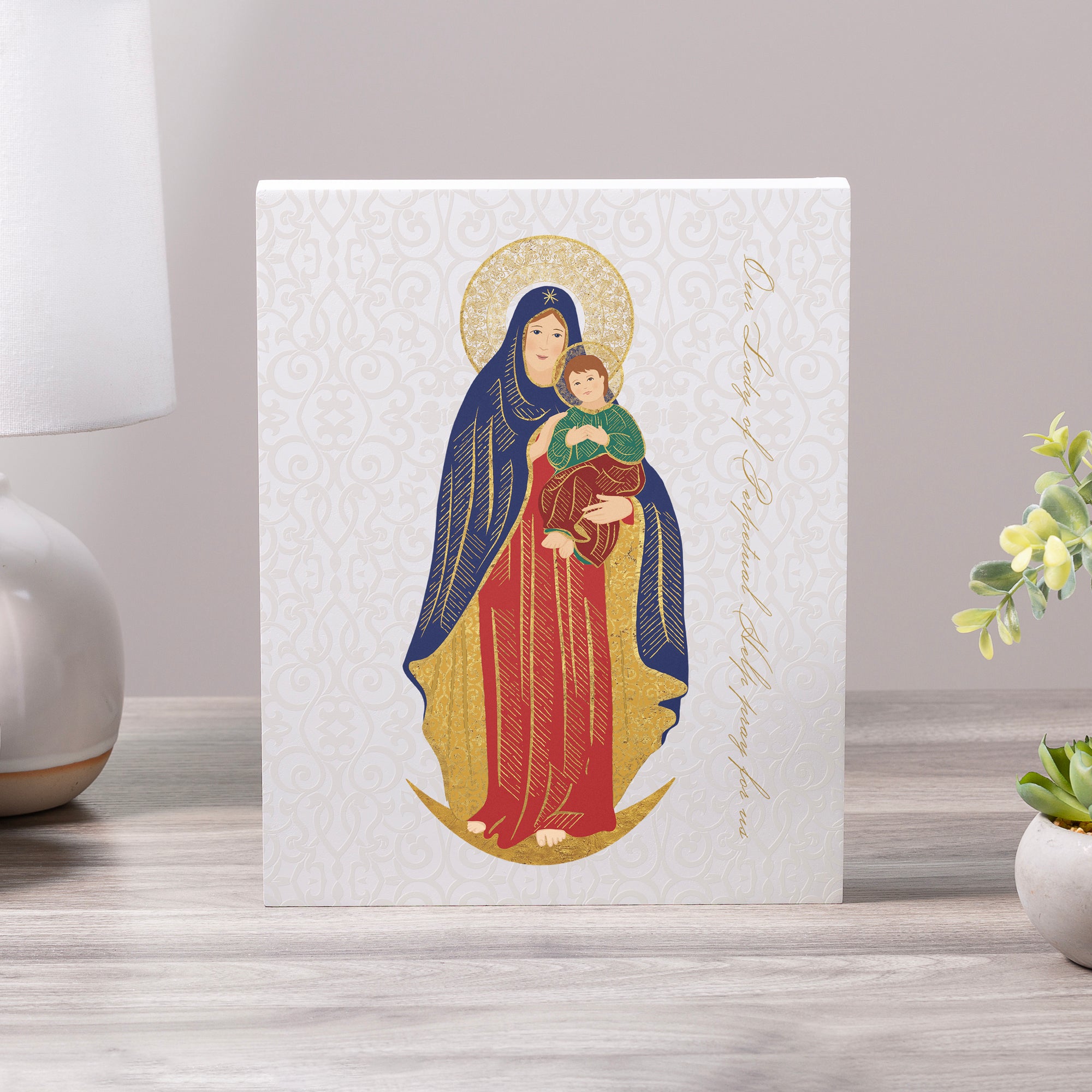 Our Lady of Perpetual Help Toile Art Plaque - 8" x 10"