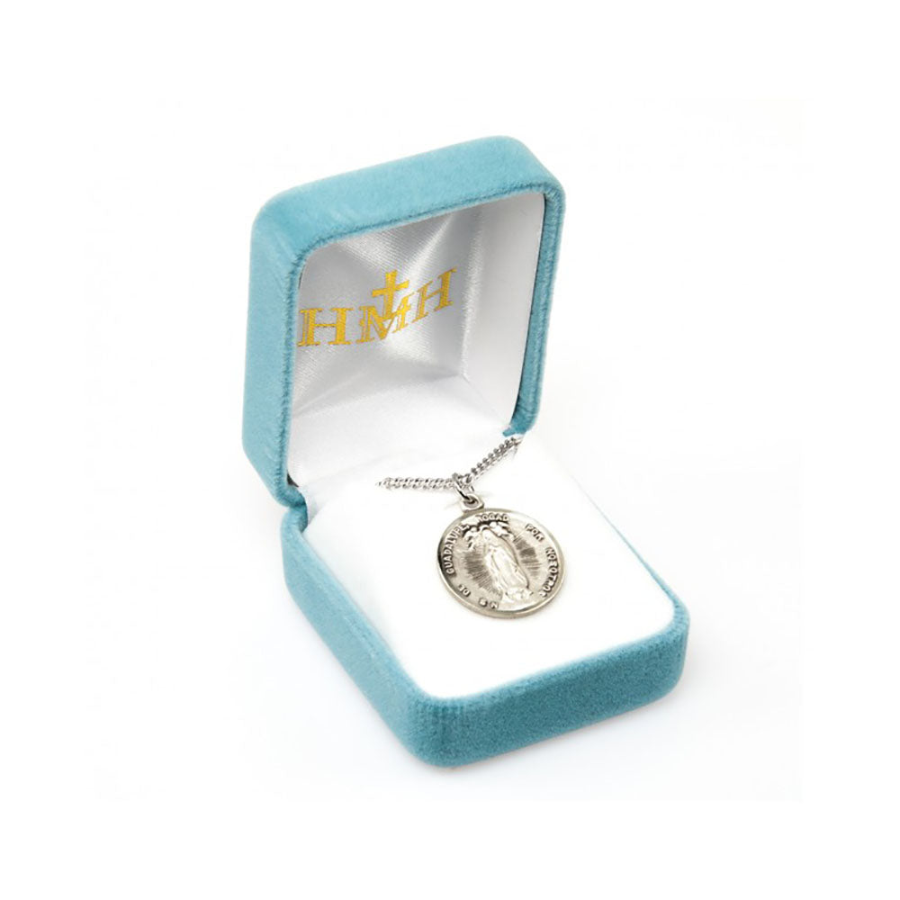 Virgen de Guadalupe Round Silver Medal Necklace - Spanish