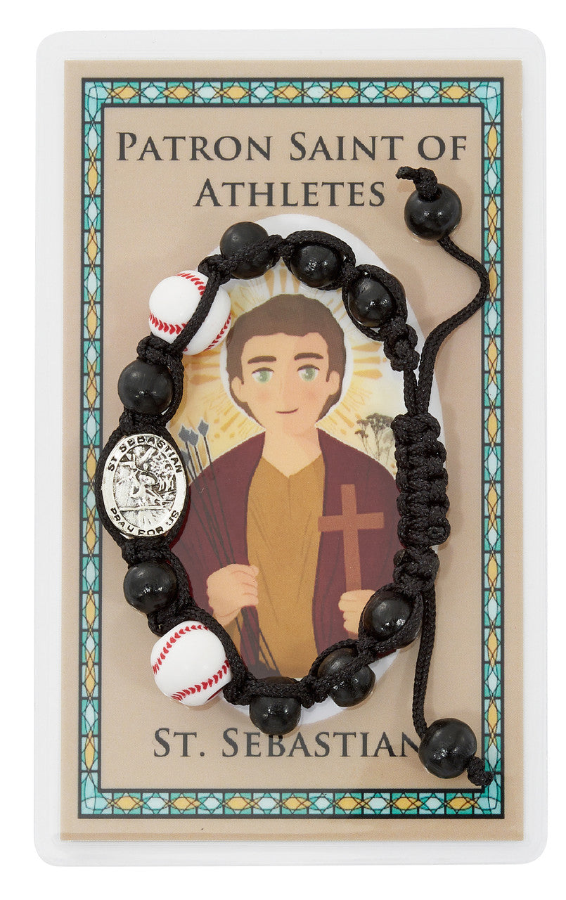 St. Sebastian Corded Baseball Bracelet