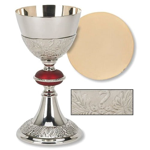 Grape Patterned With Red Node Chalice and Paten Set