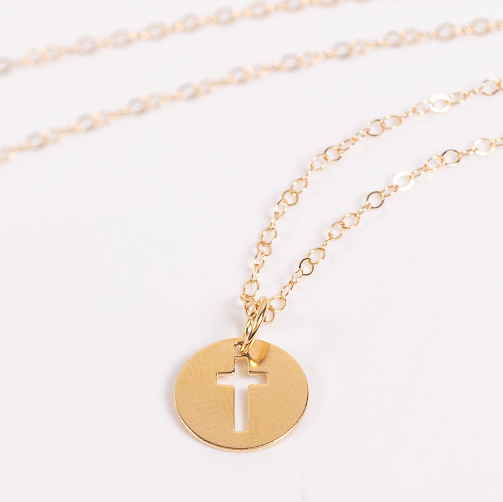 Cross Cutout Charm Necklace