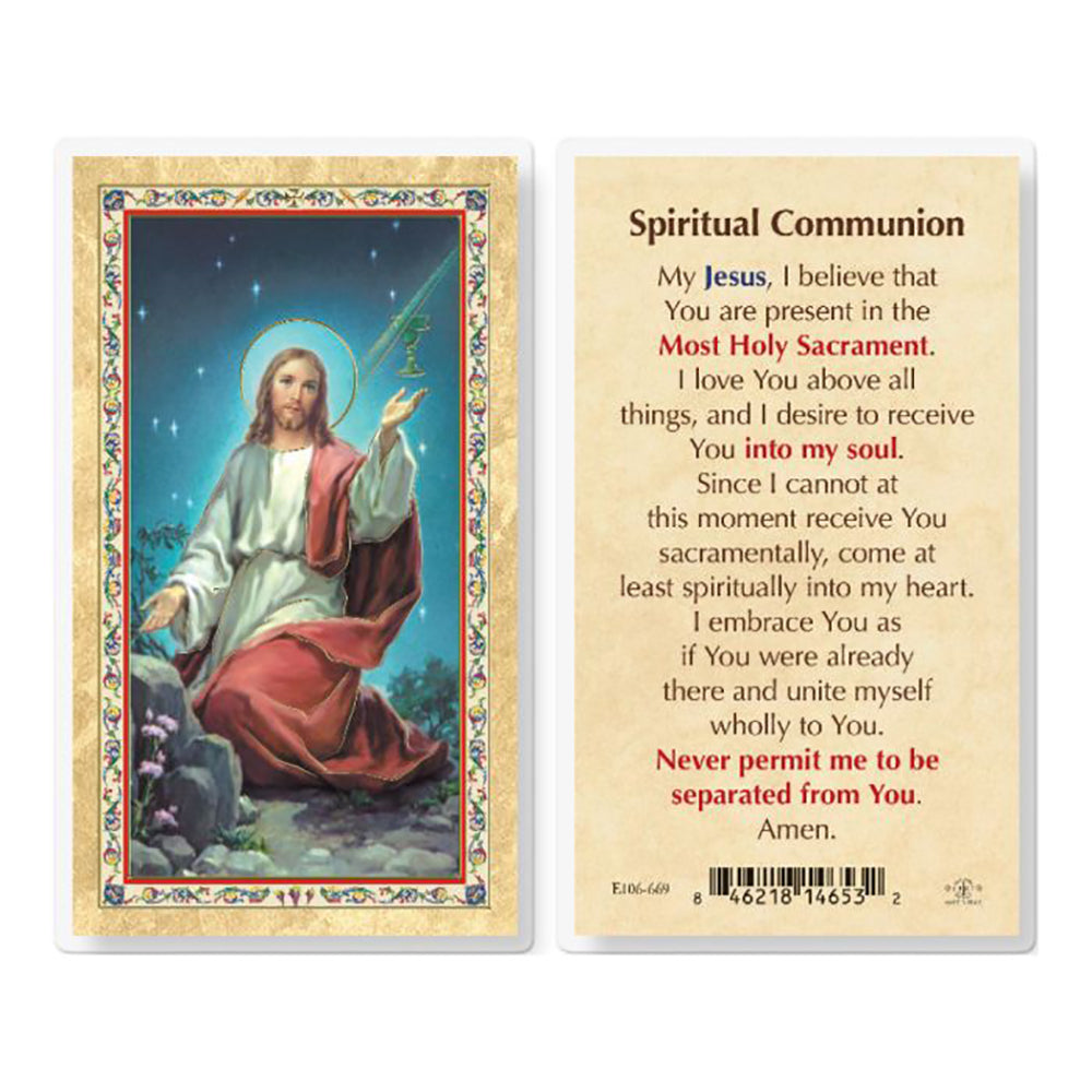 Spiritual Communion Laminated Holy Card - Pack of 25