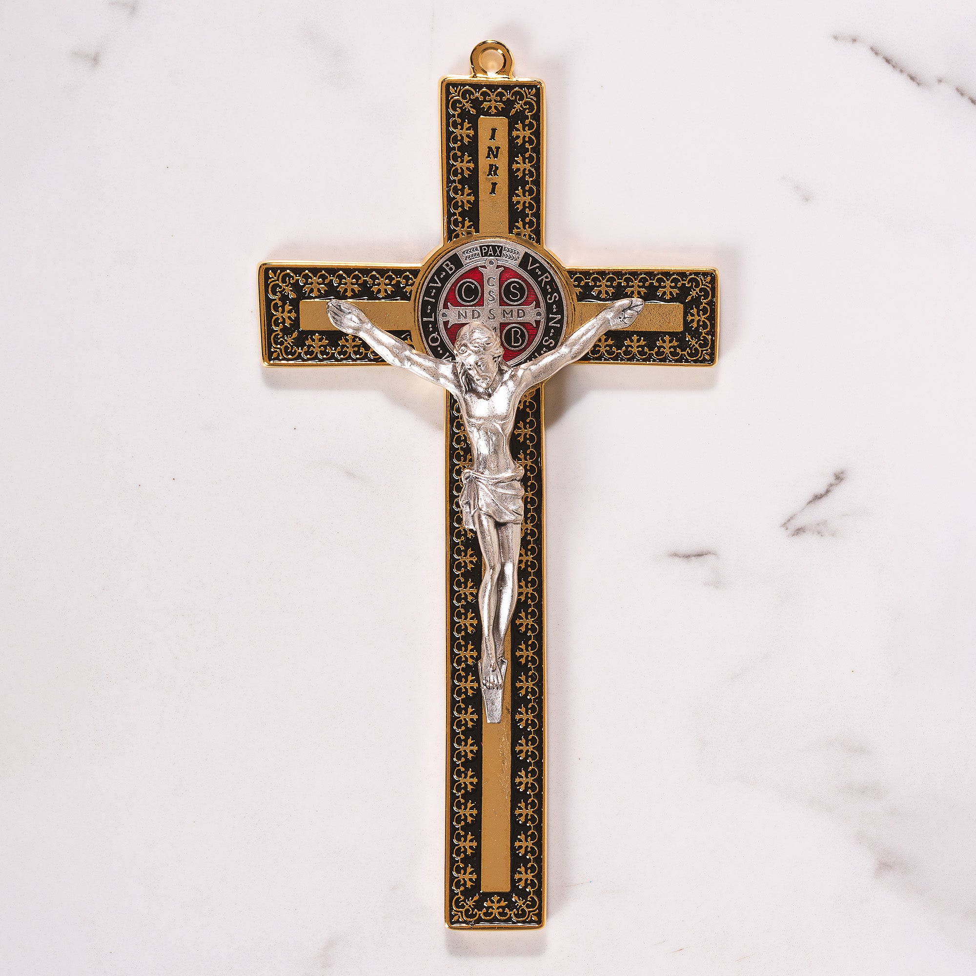 Black & Gold St. Benedict Standing Crucifix - 7.3"