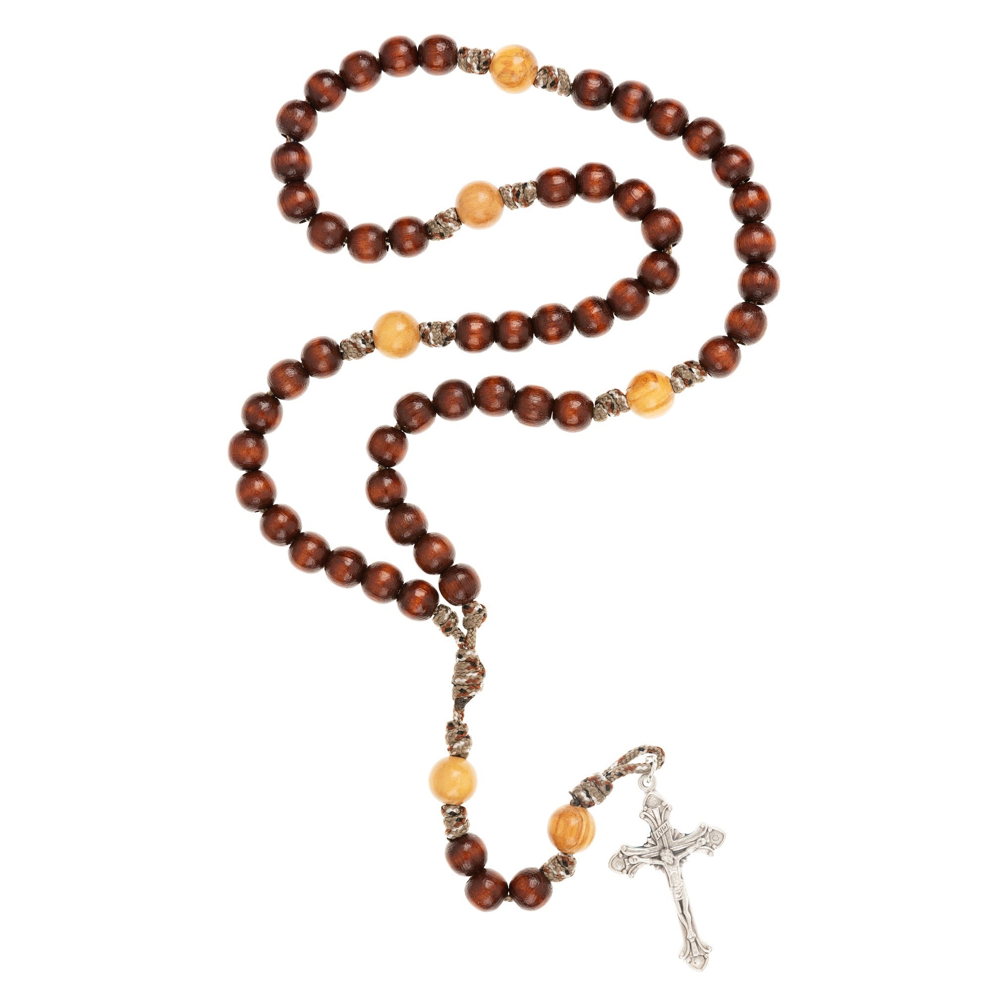 Two Tone Wood Paracord Rosary